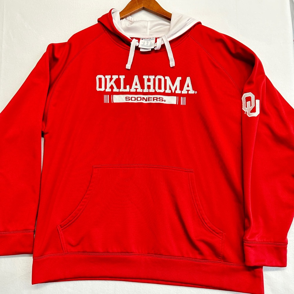Champion Oklahoma Sooners Hoodie Mens XL Red Performance Pullover Sweatshirt OU